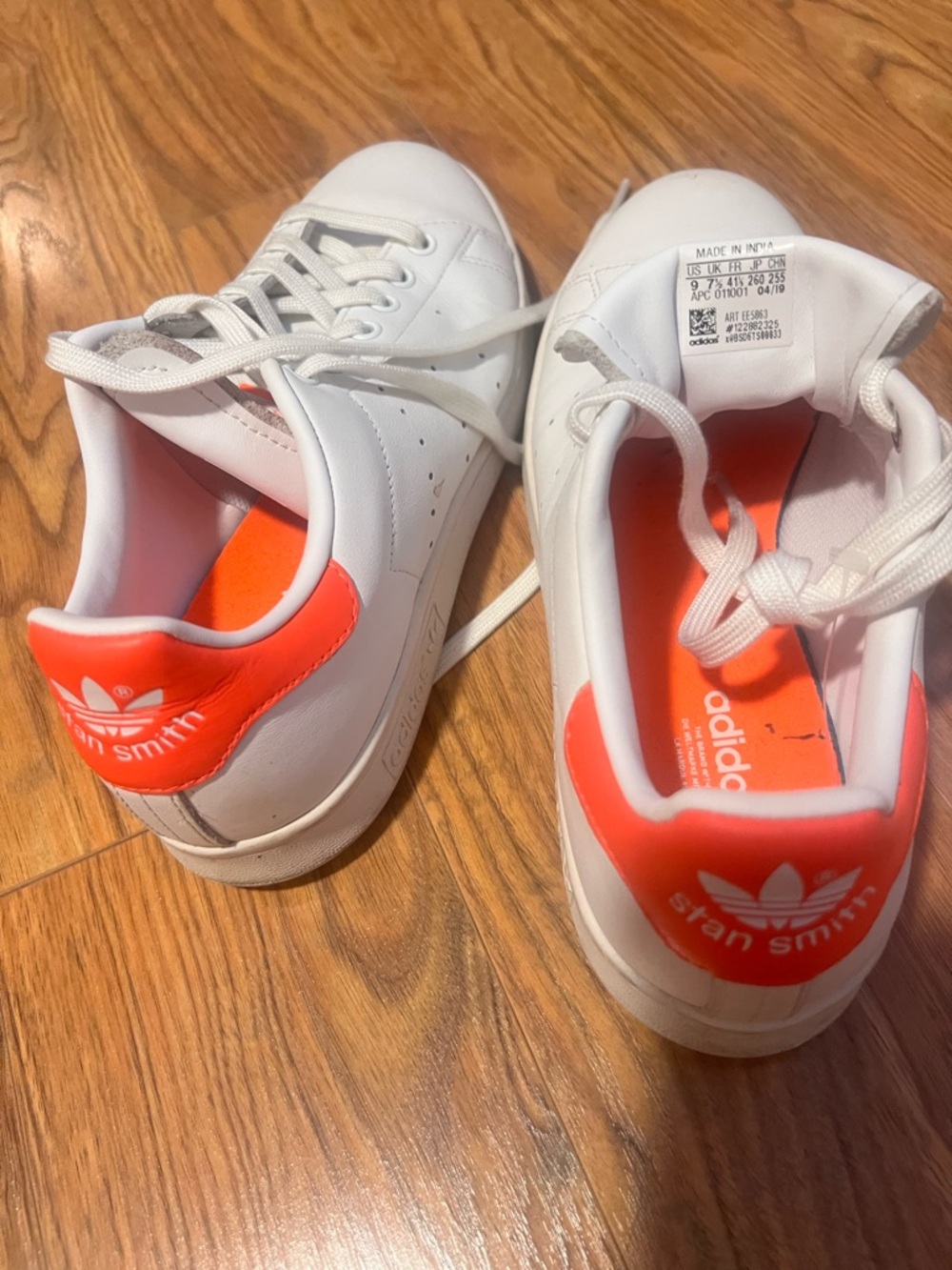 adidas White Sneakers with Coral Heel Tab
